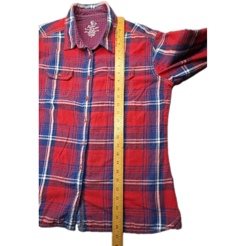 Kuhl Shirt Womens Large Red Blue Plaid Button Down Long Sleeve Cotton Outdoor - Picture 4 of 10